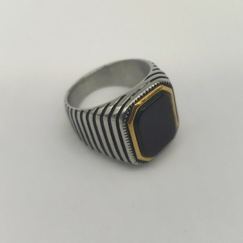 Black Onyx Stone Handmade Men's Ring Size 8 NWT